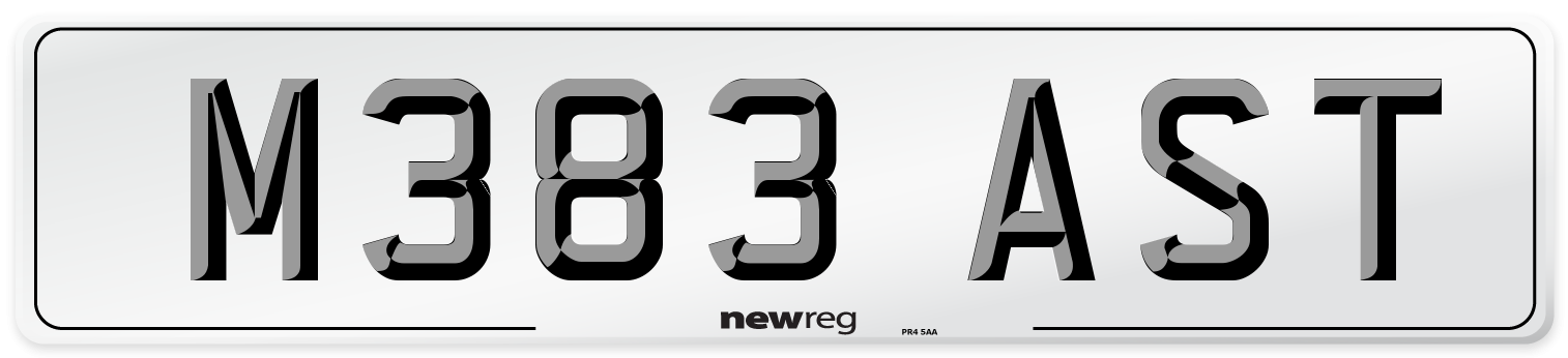 M383 AST Number Plate from New Reg